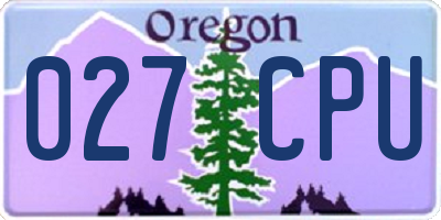OR license plate 027CPU