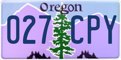OR license plate 027CPY