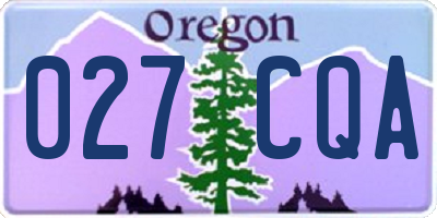 OR license plate 027CQA