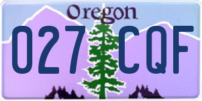 OR license plate 027CQF