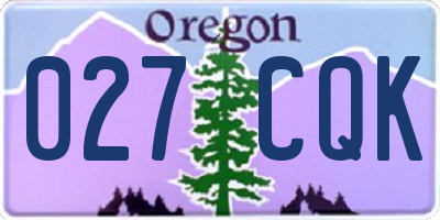 OR license plate 027CQK