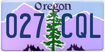 OR license plate 027CQL