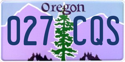 OR license plate 027CQS