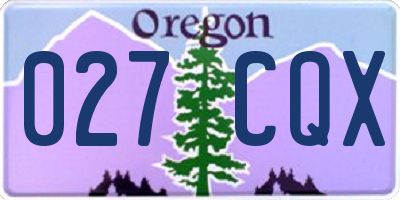 OR license plate 027CQX