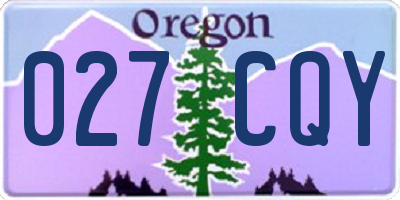 OR license plate 027CQY