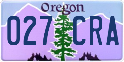 OR license plate 027CRA