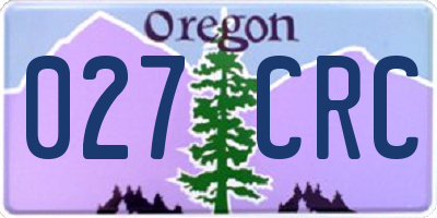 OR license plate 027CRC