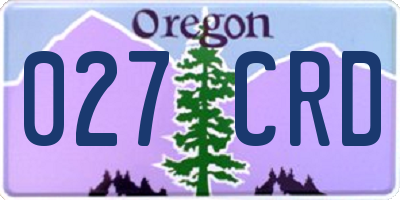 OR license plate 027CRD