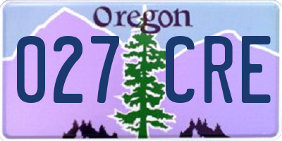 OR license plate 027CRE