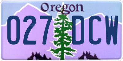 OR license plate 027DCW