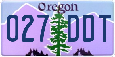 OR license plate 027DDT