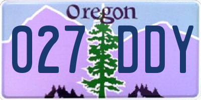 OR license plate 027DDY