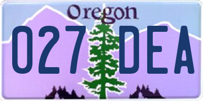 OR license plate 027DEA