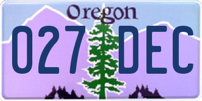 OR license plate 027DEC