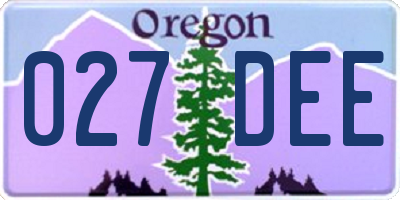 OR license plate 027DEE