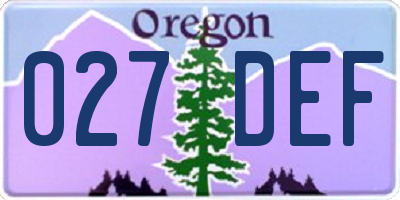 OR license plate 027DEF