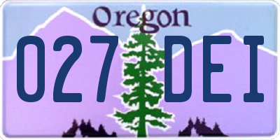 OR license plate 027DEI