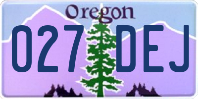 OR license plate 027DEJ