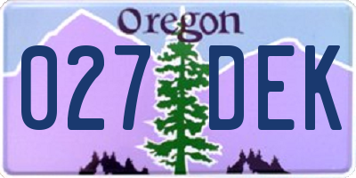 OR license plate 027DEK