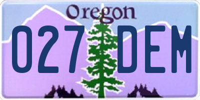 OR license plate 027DEM