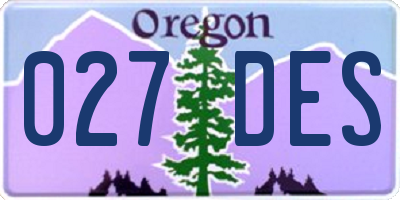 OR license plate 027DES