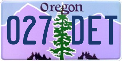 OR license plate 027DET