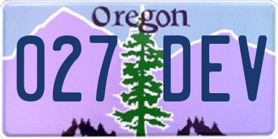 OR license plate 027DEV
