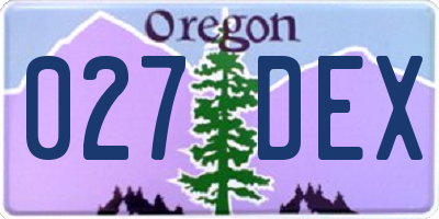 OR license plate 027DEX