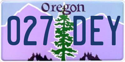 OR license plate 027DEY