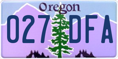 OR license plate 027DFA