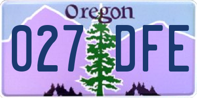 OR license plate 027DFE