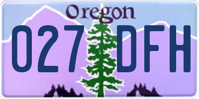 OR license plate 027DFH