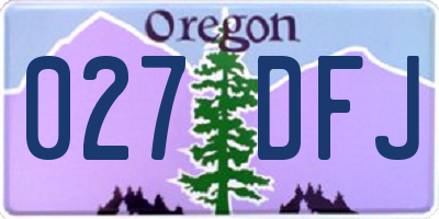OR license plate 027DFJ