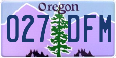 OR license plate 027DFM