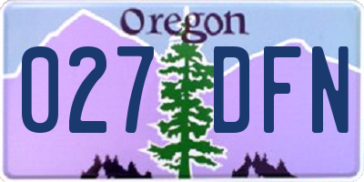 OR license plate 027DFN