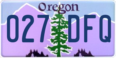 OR license plate 027DFQ