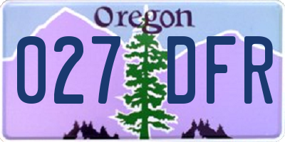 OR license plate 027DFR
