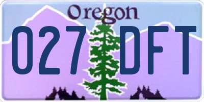 OR license plate 027DFT