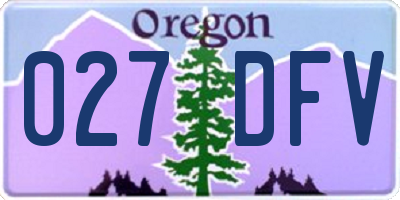 OR license plate 027DFV