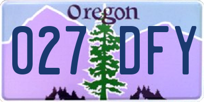 OR license plate 027DFY