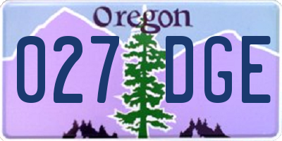 OR license plate 027DGE
