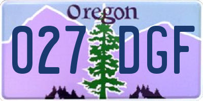 OR license plate 027DGF