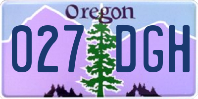 OR license plate 027DGH