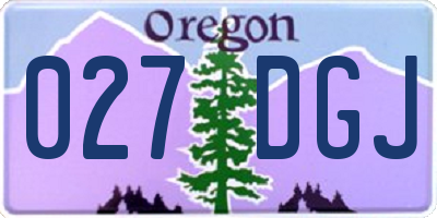 OR license plate 027DGJ