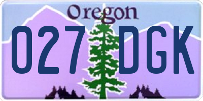 OR license plate 027DGK