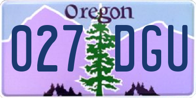 OR license plate 027DGU