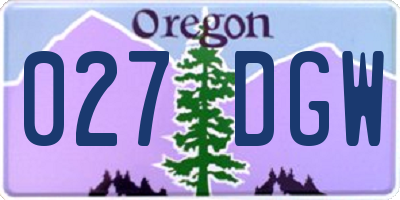 OR license plate 027DGW