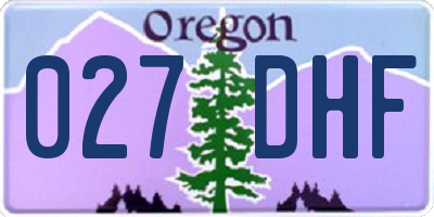 OR license plate 027DHF