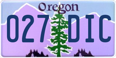 OR license plate 027DIC