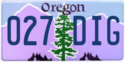 OR license plate 027DIG